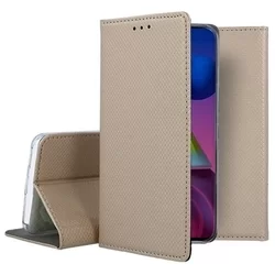 Telefontok Samsung Galaxy M51 - arany mágneses szilikon keretes könyvtok-2