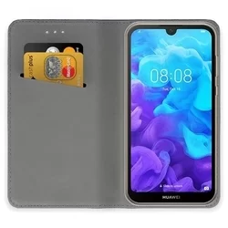 Telefontok Huawei Y5 2019 / Honor 8S - arany mágneses szilikon keretes könyvtok-1