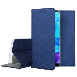 Telefontok Huawei Y5 2019 / Honor 8S - kék mágneses szilikon keretes könyvtok-1