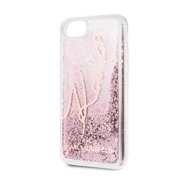 TELEFONTOK IPHONE 7 / 8 - KARL LAGERFELD Pink Signature Liquid Glitter Sequins TOK-4