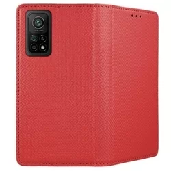 Telefontok Xiaomi Mi 10T / Mi 10T Pro - piros mágneses szilikon keretes könyvtok-1