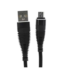 Kábel: Univerzális - fekete szövet MicroUSB / USB 1m kábel, 1A-1