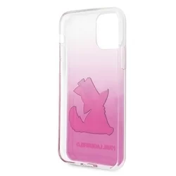 Telefontok iPhone 12 - Karl Lagerfeld Choupette Fun átlátszó/pink hátlap tok-1