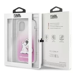 Telefontok iPhone 12 - Karl Lagerfeld Choupette Fun átlátszó/pink hátlap tok-3