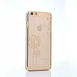 Telefontok iPhone 5/5G/5S SE - virág mintás, köves arany kemény műanyag tok-1