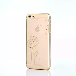 Telefontok iPhone 5/5G/5S SE - virág mintás, köves arany kemény műanyag tok-2