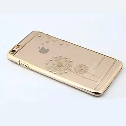 Telefontok iPhone 5/5G/5S SE - virág mintás, köves arany kemény műanyag tok-4