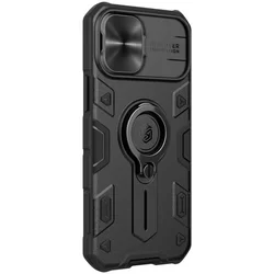 Telefontok iPhone 12 mini - Nillkin csúsztatható kameravédős, ütésálló, kitámasztható fekete hátlap tok-4