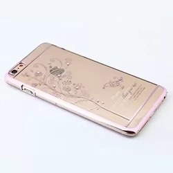Telefontok iPhone 5/5G/5S SE - Fa mintás, köves pink kemény műanyag tok-1