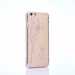 Telefontok iPhone 5/5G/5S SE - Fa mintás, köves pink kemény műanyag tok-2