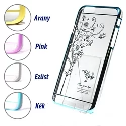 Telefontok iPhone 5/5G/5S SE - Fa mintás, köves pink kemény műanyag tok-4