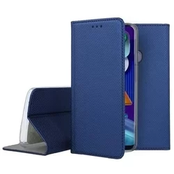 Telefontok Samsung Galaxy M11 - kék mágneses szilikon keretes könyvtok-2