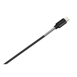 Kábel: PURIDEA - fekete lightning / USB gyorstöltő 20 cm kábel, 2,4A-2