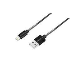 Kábel: PURIDEA - fekete lightning / USB gyorstöltő 20 cm kábel, 2,4A-3