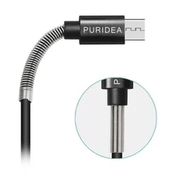 Kábel: PURIDEA - fekete lightning / USB gyorstöltő 20 cm kábel, 2,4A-4