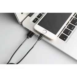 Kábel: PURIDEA - fekete lightning / USB gyorstöltő 20 cm kábel, 2,4A-5