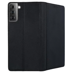 Telefontok Samsung Galaxy S21 - fekete mágneses szilikon keretes könyvtok-1