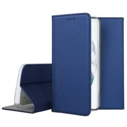 Telefontok Samsung Galaxy S21 - kék mágneses szilikon keretes könyvtok-2