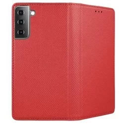 Telefontok Samsung Galaxy S21+ (S21 Plus) - piros mágneses szilikon keretes könyvtok-3