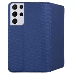 Telefontok Samsung Galaxy S21 Ultra - kék mágneses szilikon keretes könyvtok-3