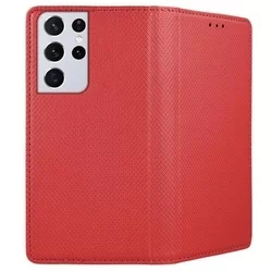 Telefontok Samsung Galaxy S21 Ultra - piros mágneses szilikon keretes könyvtok-3