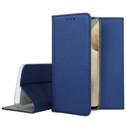 Telefontok Samsung Galaxy A12 - kék mágneses szilikon keretes könyvtok-2