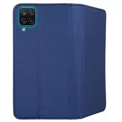 Telefontok Samsung Galaxy A12 - kék mágneses szilikon keretes könyvtok-3
