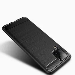 Telefontok Samsung Galaxy A12 - Carbon Fiber fekete szilikon tok-1