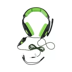Headset: ART Lizard - fekete/zöld fejhallgató mikrofonnal (vezetékes: Jack+2x Jack adapter)-5