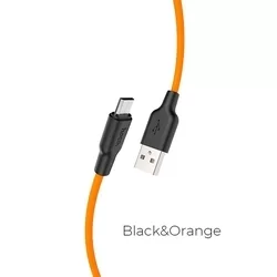 Kábel: HOCO Plus X21 - USB / MicroUSB narancssárga adatkábel 1m, 2,4A-1