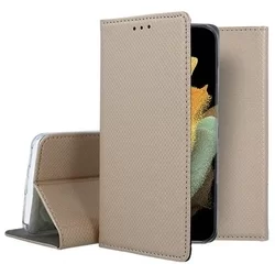 Telefontok Samsung Galaxy S21+ (S21 Plus) - arany mágneses szilikon keretes könyvtok-2