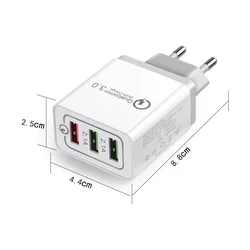 Hálózati töltő:Wozinsky WWC-01 - 3 USB porttal, hálózati gyors töltő, fehér, 3A-2