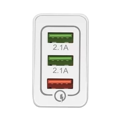 Hálózati töltő:Wozinsky WWC-01 - 3 USB porttal, hálózati gyors töltő, fehér, 3A-3
