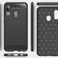 Telefontok Samsung Galaxy A20e - Forcell Carbon fekete szilikon tok-1