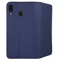 Telefontok Samsung Galaxy A20e - kék mágneses szilikon keretes könyvtok-3