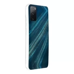 Telefontok Samsung Galaxy S20 FE - COSMO Marble d10 - Kék mintás műanyag hátlap tok, szilikon kerettel-1