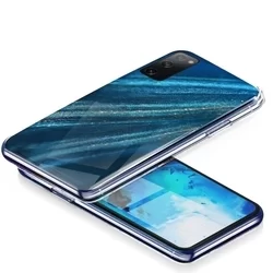 Telefontok Samsung Galaxy S20 FE - COSMO Marble d10 - Kék mintás műanyag hátlap tok, szilikon kerettel-2