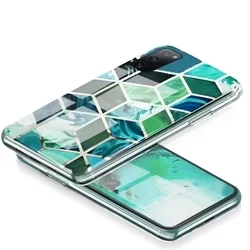 Telefontok Samsung Galaxy S20 FE - COSMO Marble d8 - Zöld mintás műanyag hátlap tok, szilikon kerettel-2