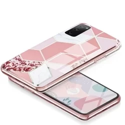 Telefontok Samsung Galaxy S20 FE - COSMO Marble d2 - Pink mintás műanyag hátlap tok, szilikon kerettel-2