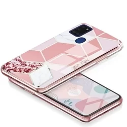 Telefontok Samsung Galaxy A21s - COSMO Marble d2 - Pink mintás műanyag hátlap tok, szilikon kerettel-2