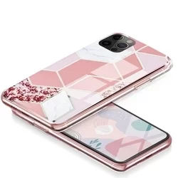Telefontok iPhone 12 Pro - COSMO Marble d2 - Pink mintás műanyag hátlap tok, szilikon kerettel-2