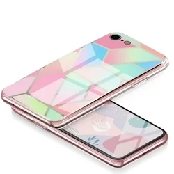 Telefontok iPhone 7 / 8 - COSMO Marble d4 - Színes mintás műanyag hátlap tok, szilikon kerettel-2