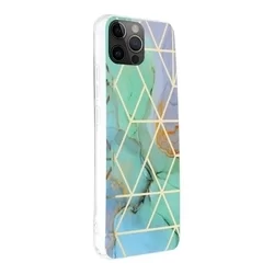 Telefontok iPhone 12 Pro - COSMO Marble d3 - Színes mintás műanyag hátlap tok, szilikon kerettel-1
