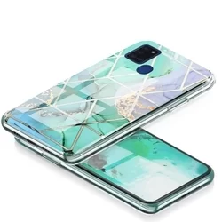 Telefontok Samsung Galaxy A21s - COSMO Marble d3 - Színes mintás műanyag hátlap tok, szilikon kerettel-2