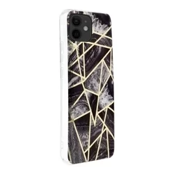 Telefontok iPhone 12 mini - COSMO Marble d7 - Színes mintás műanyag hátlap tok, szilikon kerettel-1