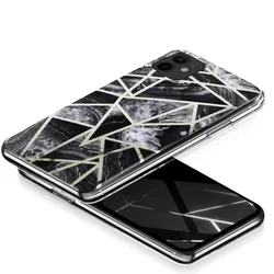 Telefontok iPhone 12 mini - COSMO Marble d7 - Színes mintás műanyag hátlap tok, szilikon kerettel-2