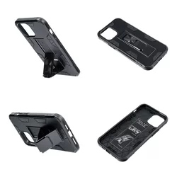 Telefontok Samsung Galaxy A51 - fekete csúsztatva kitámasztható, ütésálló műanyag hátlaptok-1