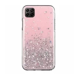 Telefontok Huawei P40 Lite - Pink átlátszó csillámos szilikon hátlaptok-2