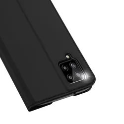 Telefontok Samsung Galaxy A12 - Dux Ducis fekete flipcover tok-1