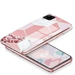 Telefontok Samsung Galaxy A42 5G - COSMO Marble d2 - Pink mintás műanyag hátlap tok, szilikon kerettel-2
